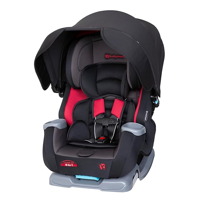 Baby Trend Cover Me™ 4-in-1 Convertible Car Seat, Scooter – Built-in Canopy, 4-Stage Growth System, Plush Comfort Padding, Mu
