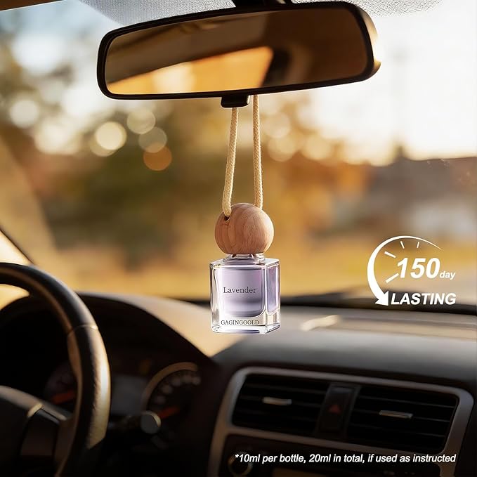 Car Air Freshener Hanging 2 Pack, Lavender Scent Essential Oil Diffuser Long Lasting Up to 150 Days, Cute Car Accessories wit