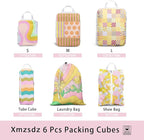 6 Pcs Compression Packing Cubes, Packing Cubes for Travel, Waterproof Luggage Organizer Bags Set, Cute Packaging Cubes for Wo