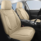 Nappa Leather Car Seat Covers Full Set, Beige Car seat Protector 5 Seats, Waterproof Car Seat Cushion, Universal Automotive S