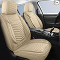 Nappa Leather Car Seat Covers Front Seats, Beige Car seat Protector, Waterproof Car Seat Cushion, Universal Automotive Seat C