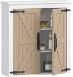 Spirich Bathroom Wall Cabinet Over Toilet, Farmhouse Wall Mounted Medicine Cabinet Organizer with Wood Grain Barn Doors and A