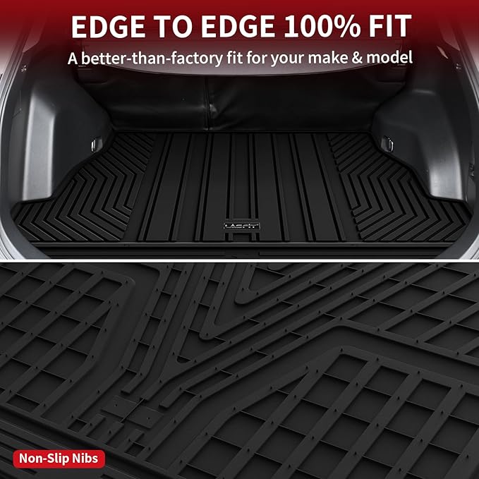 LASFIT Cargo Trunk Mat for Toyota RAV4 2025 2024 2023 2022 2021 2020 2019 (Include Hybrid) All Weather TPE Rear Trunk Cargo Liner Custom Fit Waterproof RAV 4 Cargo Tray Accessories, Black