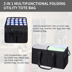 Muzale Extra Large Utility Tote Bag with Wire Frame Collapsible Reusable Grocery Bags Heavy Duty Shopping Bags for Groceries with Handles Trunk Organizer for Beach Travel Picnics Camping Laundry
