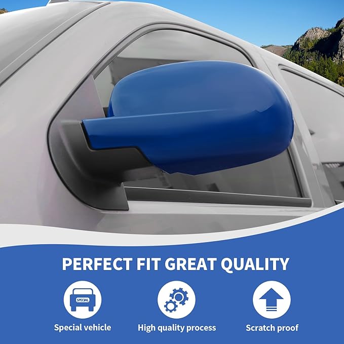 RAZPOY Rearview Mirror Cover Side Mirror Shell Trim Compatible with Chevy Silverado & Suburban & Tahoe & GMC-Yukon & GMC-Sierra & Cadillac Escalade 2007-2013, Blue