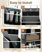Hanging Yarn Storage Organizer, Large Capacity Knitting Yarn Organizer Storage with 5 Deep Pockets 13 Mesh Bags, Over The Doo