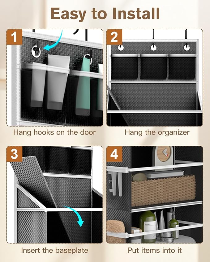 Hanging Yarn Storage Organizer, Large Capacity Knitting Yarn Organizer Storage with 5 Deep Pockets 13 Mesh Bags, Over The Doo