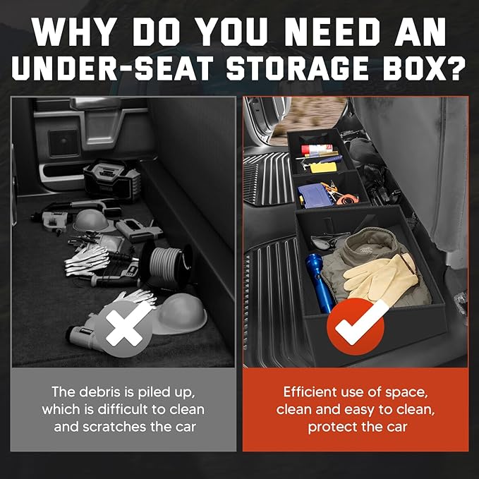 Foldable Under Seat Storage Organizer for 2019-2025 2026 Chevy Silverado/GMC Sierra 1500 & 2020-2025 2500HD/3500HD - 600D