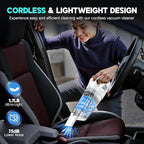 Handheld Vacuum Cordless, 15000PA Strong Suction Hand Held Car Vacuum Cleaner Portable with Multi-Nozzles & Washable Filter, 