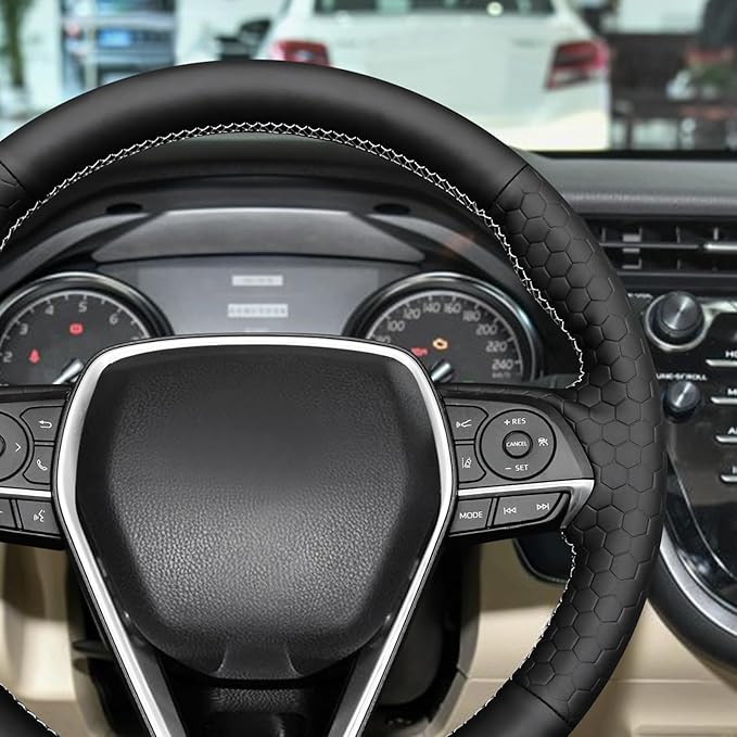MEWANT Breathable Hand Sewn Car Steering Wheel Cover for Toyota Camry 2018-2019 / Toyota Avalon 2019 / Toyota Corolla 2019-2020 / Toyota RAV4 2019 Steering Wheel Accessories