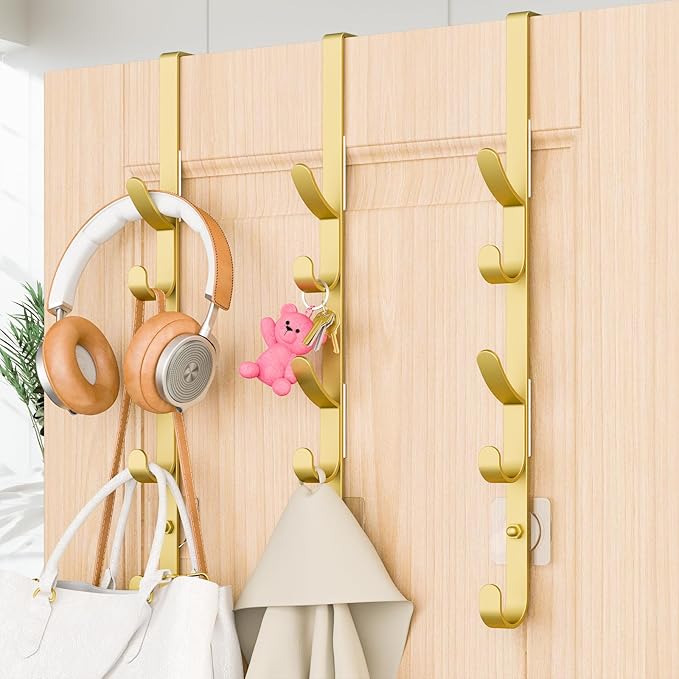 Kaiferty Over The Door Hooks, Metal Door Hooks for Hanging, Over The Door Purse Organizer for Door Coat Hanger, Back of Showe