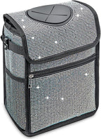 Ovege Car Trash Can Bling Accessories Interior Garbage Can with Lid Waterproof for Cars SUV (Large, 3 gallons)