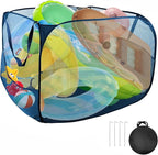 Large Pop up Pool Toy Storage Bin,47"X47"X30"Pool Float Organizer Bag with 2 Side Pockets Mesh Swimming Pool Toys Organizer w