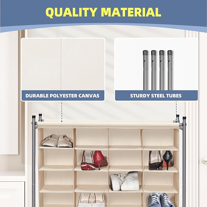 STORAGE MANIAC Stackable Shoe Cubby Organizer, Free Standing Shoe Cube Rack for Entryway, Bedroom, Apartment, Closet, 20-Cube