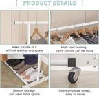 Sywhitta Double Rod Clothing Garment Rack, Rolling Clothes Organizer on Wheels for Hanging Clothes, Easy to Assemble, Adjusta
