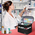 Mancro Dual Layers Medicine Organizer Bag, Pill Bottle Organizer Storage with Lockable Zipper, Medication Travel Bag for Pill