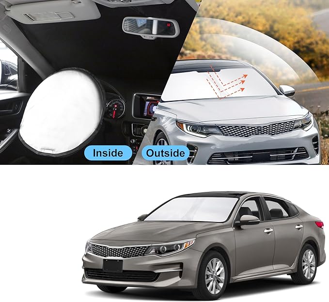 TINGLU Sun Shade for Kia Optima (Not for 2021 KIA K5) 2016-2020 Accessories Windshield Sun Shade Window Shade UV Rays Protection Sun Visor Cover with Steering Wheel Sunshade Storage Bag