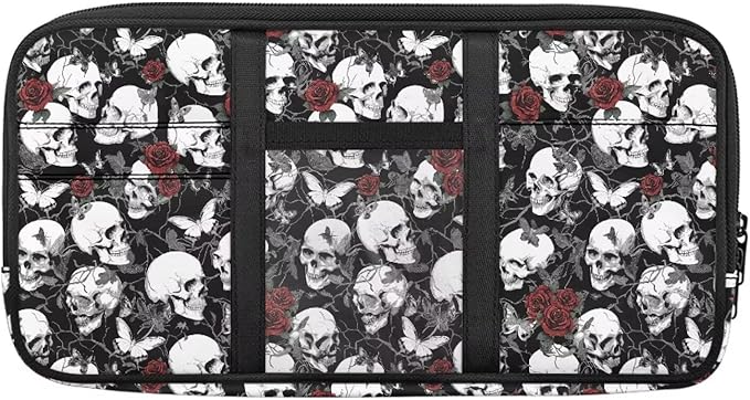 Skull Tactical Gear Organizer Car Sun Visor with Picture Holder Zipper Pouch Storage Bags with Adjustable Straps and Multi-Pocket Easy Installation Universal Fit for Most Cars SUV