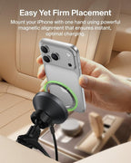 Belkin Wireless Car Charger, Magnetic Car Vent Mount w/ 3.3ft USB C Cable, Qi2 MagSafe Compatible Fast Charging iPhone Charger for iPhone 17, Galaxy S26, Pixel 10, & More - Travel Accessories - Black