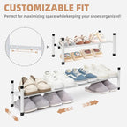 STORAGE MANIAC Expandable Shoe Rack, 4 Pairs Stackable Small Shoe Rack, Metal Adjustable Shoes Organizer for Closet, Entryway
