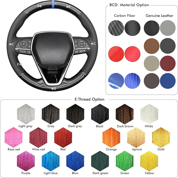 MEWANT Breathable Hand Sewn Car Steering Wheel Cover for Toyota Camry 2018-2019 / Toyota Avalon 2019 / Toyota Corolla 2019-2020 / Toyota RAV4 2019 Steering Wheel Accessories