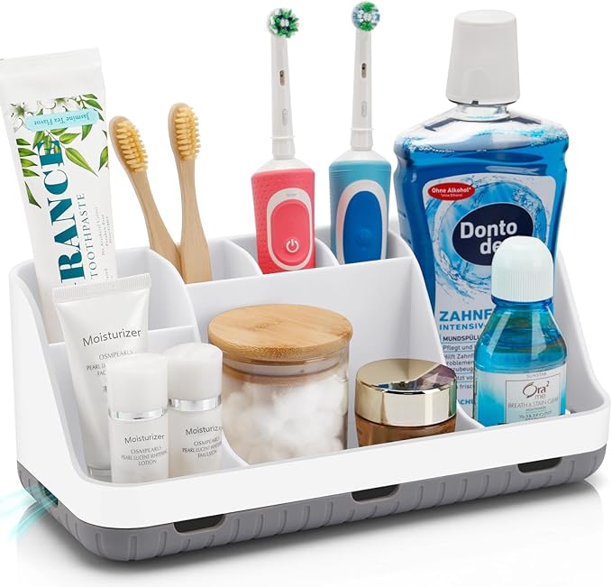 GFWARE Toothbrush Holders for Bathrooms Countertop Organizer - Kids Electric Toothbrush and Toothpaste Holder Detachable 7 Sl