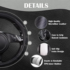 CAR PASS Line Rider Microfiber Leather Sporty 14.5-15 inch Steering Wheel Cover Universal Fits for 95% Truck,SUV,Cars, Anti-S