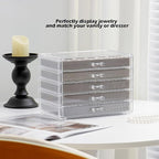 YUFONG Jewelry Organizer with 5 Drawers Clear Acrylic Earring Display Case Velvet Jewelry Storage Box Display Holder for Earr
