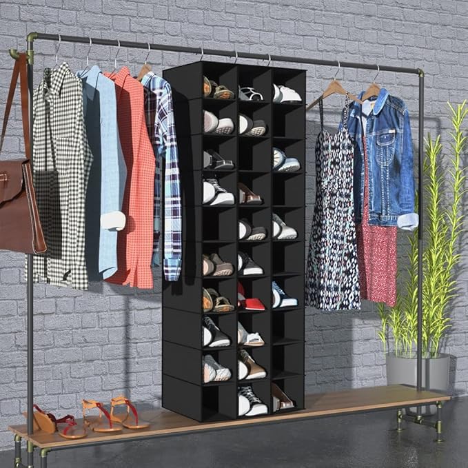 coastal rose Hanging Shoe Organizer for Closet, 30 Sections Hanging Closet Organizers and Storage Shelves, Space Saving Hangi