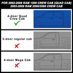 TPE Floor Mats for 2002-2008 Ram 1500 Crew Cab (Quad Cab) | for 2003-2009 Ram 2500/3500 Crew Cab All Weather Car Floor Liners Fit 2002-2008 Dodge 1500 Accessories Black