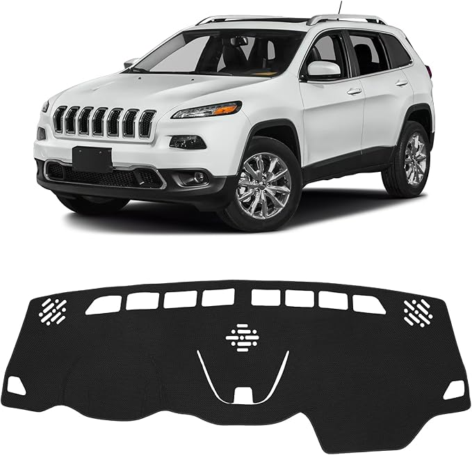 FIILINES Dash Cover for 2014-2023 Jeep Cherokee, Dashboard Mat Accessories Dash Cover Sunshade Nonslip Mesh Protector No Glar