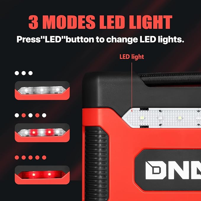 ‎DNA Motoring TOOLS-00210 Red 12V DC Digital Tire Inflator Portable Air Compressor with Pressure Gauge for Cars, Bicycles, Motorcycles,Balls