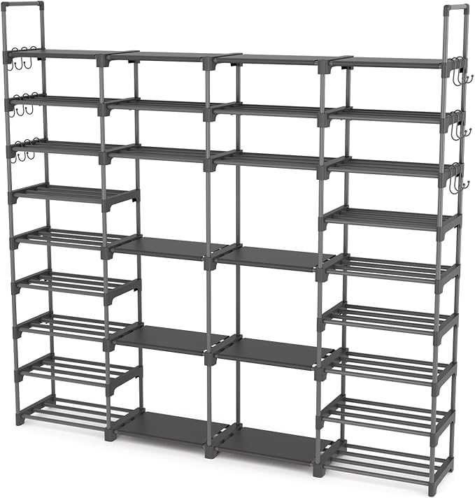 ROJASOP Large Shoe Rack Organizer for Entryway Closet 64-68 Pairs 9-Tier Heavy Duty Tall Garage Shoe Rack Shoe Shelf Shoes St