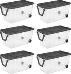 Sterilite 6-Pack Modular Stacker Box, Durable Clear Plastic Storage Bins with Latching Lids, 160 Quart - Stackable Organizing