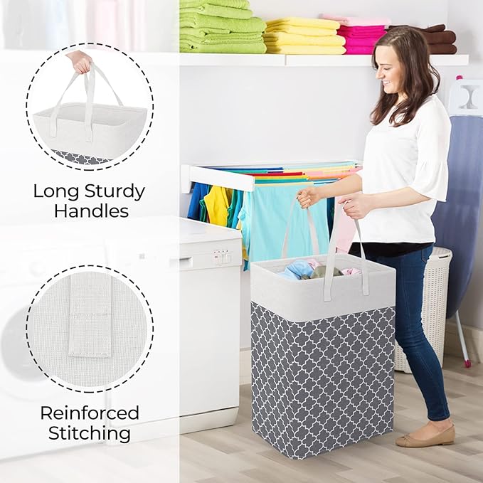 StorageRight Laundry Basket Hamper Large Collapsible Laundry Hamper with Easy Carry Handles，Freestanding Clothes Hampers for 