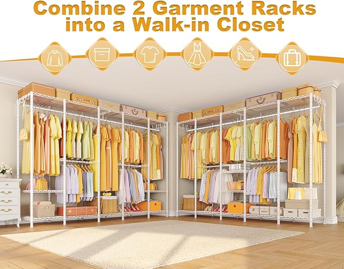 Ulif H50 Extra Large Clothes Rack, Heavy Duty Garment Rack, Freestanding Portable Closet, Clothing Racks for Hanging Clothes,