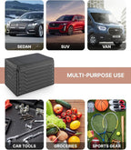 Owleys Trunk Storage 17.7" Collapsible Crate For Groceries, Tools & Travel Gear - Eco-Leather Car Organizer With Magnetic