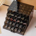 SPAKOWN Earring Organizer, Acrylic Jewelry Holder Organizer with 5 Drawers Stackable Earring Storage Case Jewelry Boxes for W