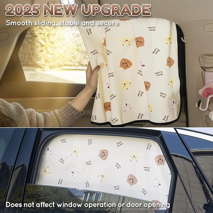 Aokway Car Window Shade (2Pack)-UV-Blocker magnetic Car Window Sun Shade for Baby 99% UV Protection Fit SUV/Sedan/Minivan | Roll Windows Down, Privacy car covers Safe for baby- Car Seat Sun Protection
