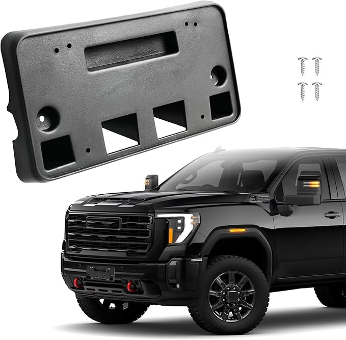 Front Bumper License Plate Frame Bracket Compatible with GMC Sierra 2500 HD 3500 HD 2020 2021 2022 2023, Black License Frame 
