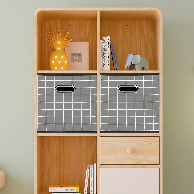 STOREONE Fabric Storage Bins Cubes Baskets Containers-(11X11X11) with Dual Handles for Shelf Closet, Nursery Home ， Bedroom O