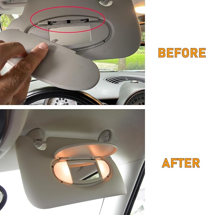 Compatible Mini Cooper Sun Visor Illuminated Mirror Cover R55/56/60, 1PCS Beige Vanity Mirror Buckle Cover