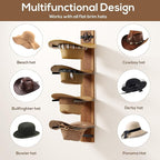 Hat Holder Rustic Wood Star Design – 2-Piece Organizer with Extra Wide Wooden Boards (12cm / 4.72"), 4-Hook Cowboy Hat Rack f