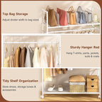 Portable Clothes Rack with Adjustable Shelf Divider, Freestanding Closet Organizers and Storage, Garment Rack and Purse Stora