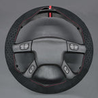 MEWANT Hand Stitched Steering Wheel Cover for Chevy Silverado 1500 2003-2006 Black Hive Embossed Athsuede Steering Wrap