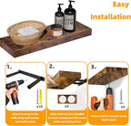 INHABIT UNION Rustic Brown Floating Shelves for Wall，24in Wall Mounted Display Ledge Shelves Perfect for Bedroom, Bathroom, L