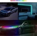 Ultra Thin LED Hood Light Strip, RGB Illusory Color Beam Kit, Multicolor Flexible LED Daytime Running Strip Lights for Cars, Trucks, Pickups, SUVs, etc (70in)