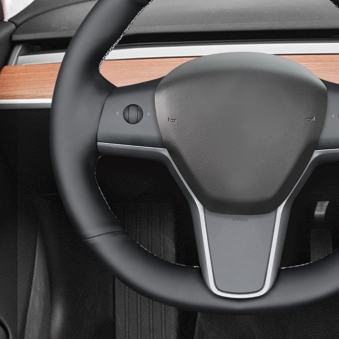 MEWANT Hand Stitched Steering Wheel Cover for Tesla Model 3 2017-2023 / Model Y 2020-2023 for Tesla Model 3/Y Accessories