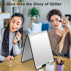LPHUMEX Foldable Full Length Mirror Glitter Silver, 13x33 Portable Body Mirror for Travel, Dance, Festival