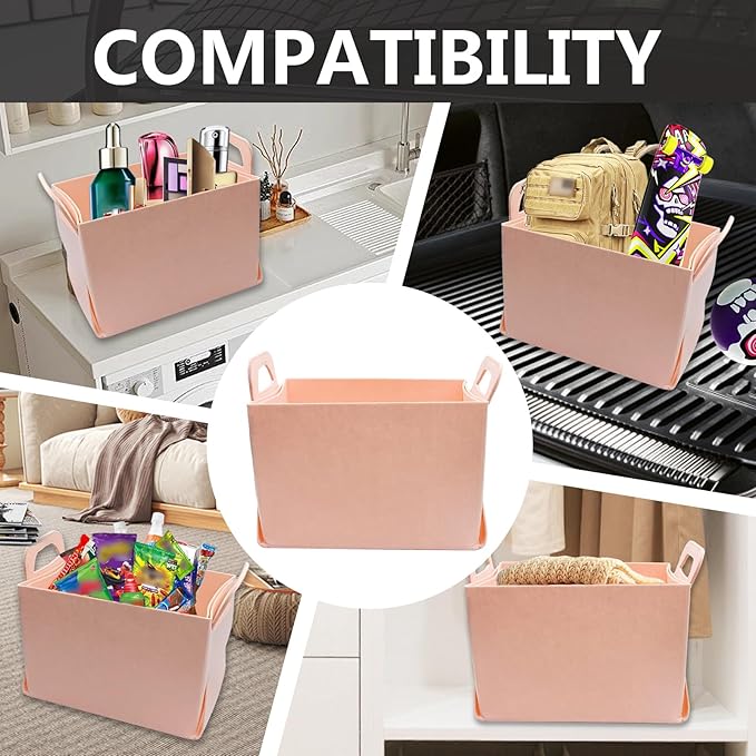 Felt Car Trunk Organizer, Foldable Vehicle Storage Box, Large Capacity Multi-Purpose Automotive Interior Accessories for Cars, S